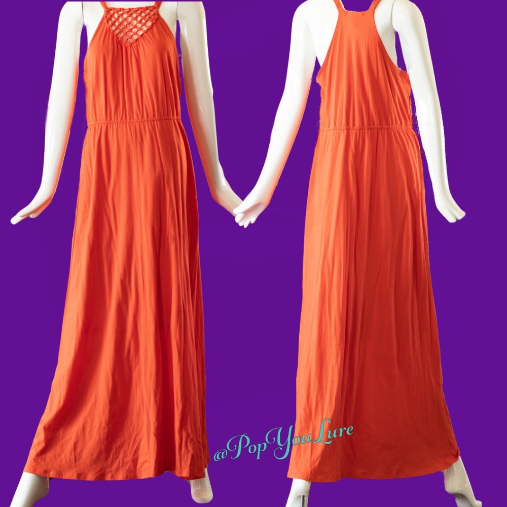 Lauren Maxi Orange Sleeveless Dress 🌹